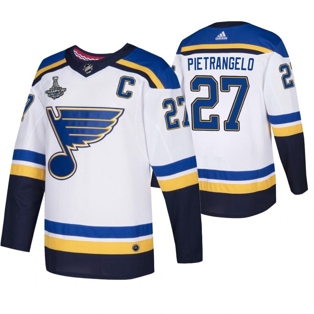 Men's St. Louis Blues #27 Alex Pietrangelo 2019 White Stanley Cup Champions Stitched NHL Jersey